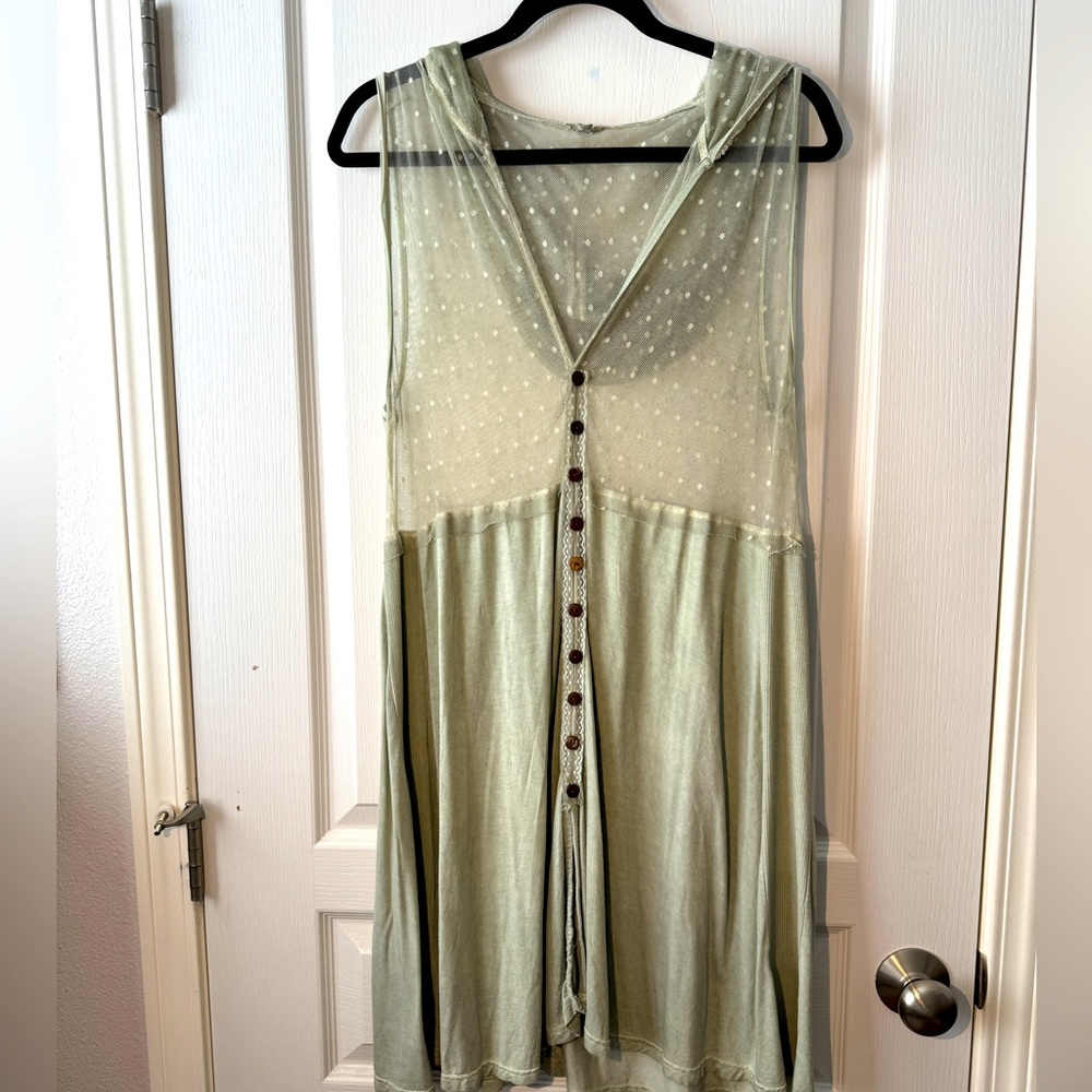 POL - Celery Green Hooded Tunic/ Dress- Excellent condition